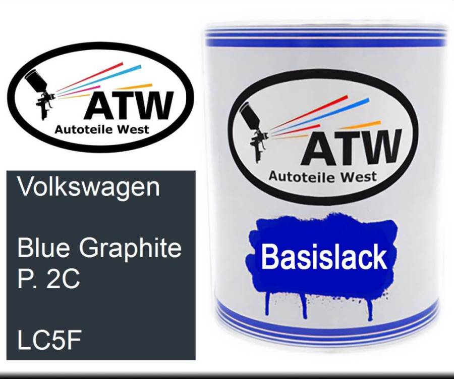 Volkswagen, Blue Graphite P. 2C, LC5F: 1L Lackdose, von ATW Autoteile West.